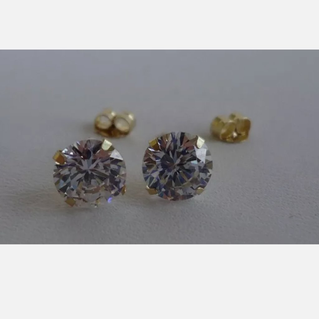 10k Yellow Gold Stud Earrings 2 Carat Lab Diamonds